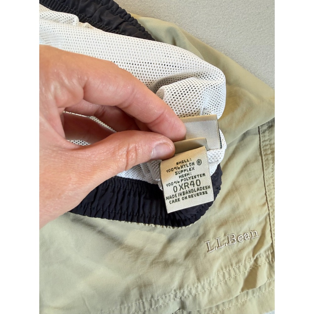 LL Bean Supplex Nylon Shorts Tan Khaki Mesh Lined Hiking Water Mens XL 0XR40 - Picture 8 of 14